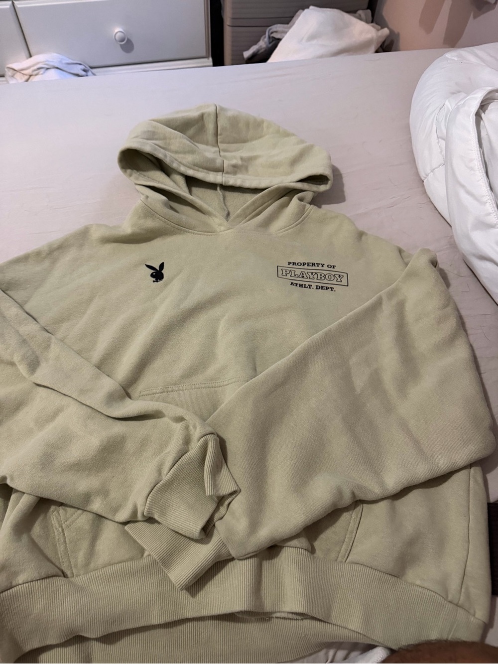 PLAYBOY Sage Green Pullover Hoodie with Logo